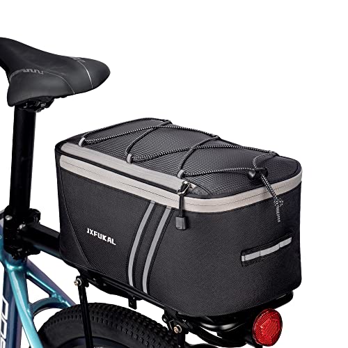 JXFUKAL Rear Bike Rack Bag with Rain Cover, 7L/9L/10L/12L Waterproof Bicycle Ebike Saddle Bag Cycling Pannier Trunk Carrier with Reflector & Adjustable Cord for Commuter Travel Outdoor - style: With Insulation Inner- 9l