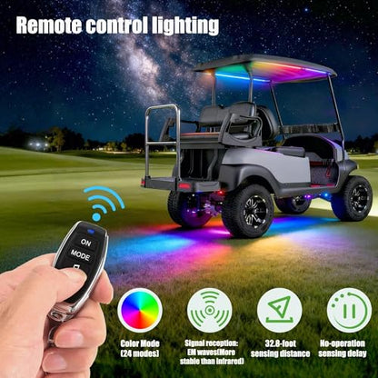 10L0L 6PCS Golf Cart Underbody Light Kit, Underglow LED Strip for EZGO Club Car Yamaha, 24 Modes Multicolor RGB Music Sync Waterproof, Canopy Lights Optional (6 Pack(4 Underbody and 2 Roof-Fishbone)) - style: 6 Pack(4 Underbody and 2 Roof-Fishbone)