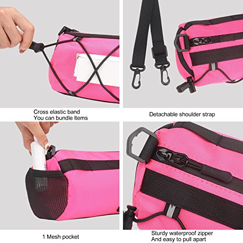 KOSIBATE Bike Handlebar Bag - Bicycle Front Bag with Shoulder Strap, Mountain & Road Bike Accessory, Pink - color: Pink