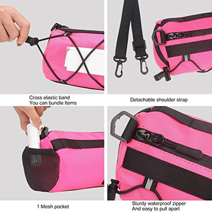 KOSIBATE Bike Handlebar Bag - Bicycle Front Bag with Shoulder Strap, Mountain & Road Bike Accessory, Pink - color: Pink