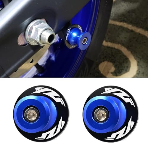 2pcs 6MM M6 X1.5 Motorcycle Swing arm Sliders Stand Spools fits for YZF R1 R3 R6 R7 R125 R25 R1000 (Blue) - color: Blue