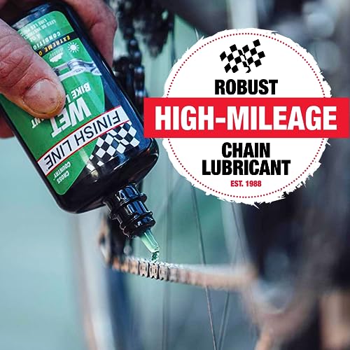 Finish Line Wet Bicycle Chain Lube – Long-Lasting Wet Style Lubricant for Road, Mountain, and Gravel Bikes – Reduces Friction and Repels Water- Shop Size – 32oz Bottle - size: 32-Ounce