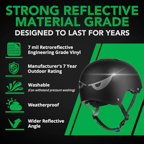 Bright Knight Decals Reflective Evil Eye Stickers, 6" x 3" White Evil Eye Motorcycle Decals & Graphics for Bike & Motorcycle Helmet Stickers, Made in USA, 3 Pairs - color: White