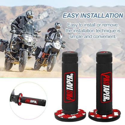 0769FUWU Linekong 7/8" 22mm Twist Throttle Grips Cable for CRF KLX TTR 110 125 150 200 250 cc Dirt Pit Bike (Red - color: Red