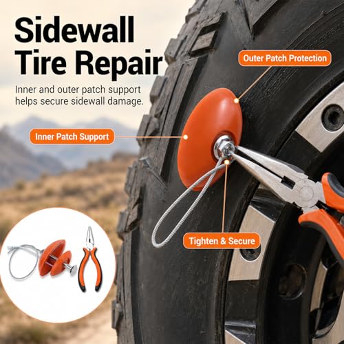 Flat Tire Repair Kit with Plugs 18 Pcs,Heavy Duty Sidewall Tire Repair Patch Tool Kit for Car,Motorcycle,ATV,UTV,SXS,Truck,Tractor,Parches para Llantas De Carro