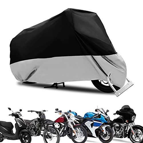 XXL Motorcycle Cover Waterproof Bike Cover Outdoor Indoor Scooter Shelter for Harley Davidson Honda Suzuki Kawasaki Yamaha - color: Black-silver, size: XXL
