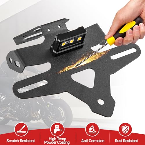 Motorcycle License Plate Bracket for Street Triple 765 R 765 RS 2020 2021 2022 2023 2024 2025 2026, Fender Eliminator With LED Light, Motorcycle Tail Tidy License Plate Holder Mount