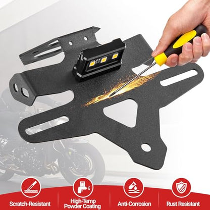 Motorcycle License Plate Bracket for Street Triple 765 R 765 RS 2020 2021 2022 2023 2024 2025 2026, Fender Eliminator With LED Light, Motorcycle Tail Tidy License Plate Holder Mount