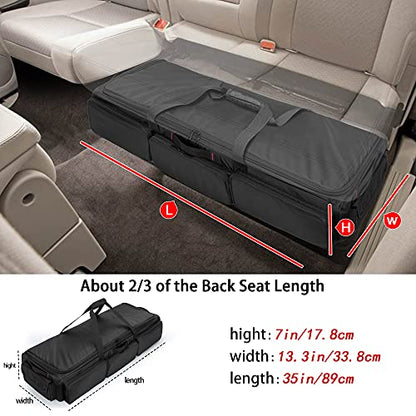 samdew Underseat Storage Bag Fit for SuperCrew Cab, Truck Under Seat Organizer with 4 Detachable Inner Dividers & Anti-slip Bottom for Full Size Trucks, Black
