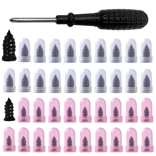 60 PCS Tire Repair Rubber Nail, Vacuum Tire Repair Kits Spiral Rubber Screws,Fast Self-Service Tool for Car,Truck, Motorcycle,Tractor Tire Puncture Repair.