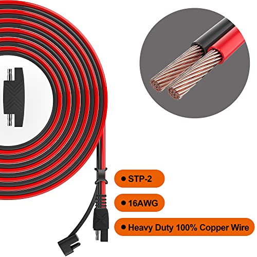 OYMSAE 50 Feet SAE Connector,Solar Panel Extension Cable,SAE to SAE Quick Disconnect Wire for Automotive RV Motorcycle Marine Boat 16AWG Battery Charging Plug Cable(50FT 16Gauge) - size: 50 ft