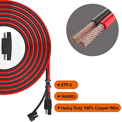 OYMSAE 50 Feet SAE Connector,Solar Panel Extension Cable,SAE to SAE Quick Disconnect Wire for Automotive RV Motorcycle Marine Boat 16AWG Battery Charging Plug Cable(50FT 16Gauge) - size: 50 ft