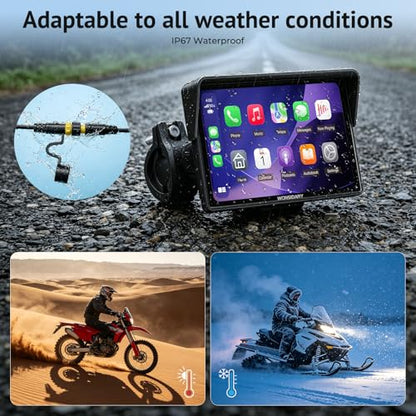 5" Compact Wireless Motorcycle CarPlay & Android Auto with TPMS Screen,IP67 Waterproof IPS Touchscreen,Voice Control, Dual Bluetooth Audio,USB/Acc Power Motorcycle GPS Display for Riding - size: 5 Inch