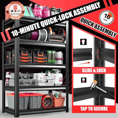 16"W Garage Shelving Unit, 2000 lbs Heavy Duty Storage Shelves Easy Assembly, 4-Tier Adjustable Metal Steel Utility Shelf Rack for Garage, Basement, Warehouse, 53.4" H x 15.8"W x 15.8"D - size: 4 Tier | 54" H x 16" W x 16" D