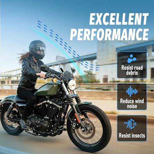Motorcycle Universal Windshield 16.7” Windscreen Compatible with Yamaha Harley Honda Kawasaki Suzuki BMW Vulcan Cruiser Wind Deflector with 7/8" 1" 1 1/8" Handlebars, Transparent - color: Transparent