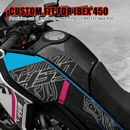 Red Motorcycle Fuel Tank Protector Gas Tank Stickers Decals Compatible with CFMOTO Ibex 450 2025 2026, Enhanced Friction,Anti Scratch,Waterproof,CFMOTO Ibex 450 Accessories - color: Red