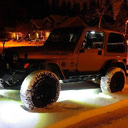 4 Pods LED Rock Light for Jeep ATV SUV Offroad Car Truck Boat - Map, Cargo, Trail Rig Lamp - Underbody Glow, Underglow, Neon - Waterproof 12V 24V - White - color: White, size: 4Pack LED Rock Light