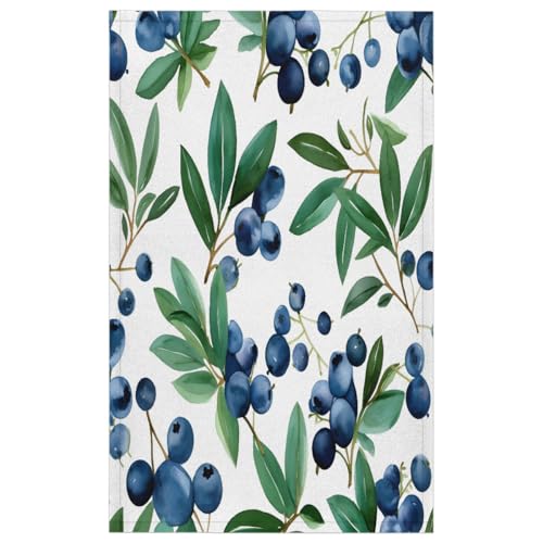 Blueberry Leaves Kitchen Towels Set of 2 Absorbent Drying Dish Towels Tea Towels Bar Towels Decoration Hand Towels for Home Bathroom Restaurants Cleaning - color: Blue Green