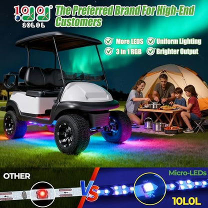 10L0L 4PCS Golf Cart Underbody Light Kit, Underglow LED Strip for EZGO Club Car Yamaha, 24 Modes Multicolor RGB Music Sync Waterproof, Canopy Lights Optional (4 Pack(Underbody-Fishbone)) - style: 4 Pack(Underbody-Fishbone)