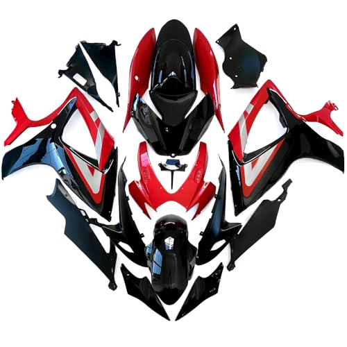 FLPRO Motorcycle Fairings Compatible for Suzuki 06 07 GSXR600 GSXR750 K6 2006 2007 GSX-R600 GSX-R750 Fairing Kit ABS Plastic Injection Bodywork Gloss Black Red Body Kits - color: Gloss Black Red-2