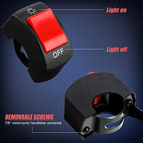 Frienda 3 Pieces Motorcycle Headlight Switch Handlebar Toggle Switch 7/8 Inch 22 mm 12v on Off Push Button for U5 U7 U2 Motorcycles Scooter Electromobile(Red) - color: Red