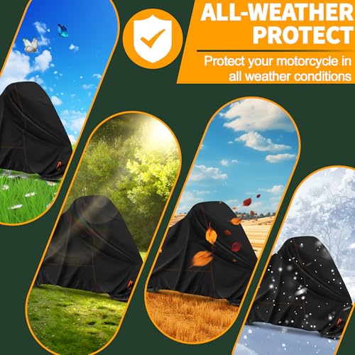 Enzeno Motorcycle Cover 210D Oxford Fabric Motorcycle Covers Waterproof Outdoor Windproof Dustproof Moped Cover with snap Fastener 245x105x125cm Motorcycle tarp Motorbike Cover Black - size: 245x105x125 cm