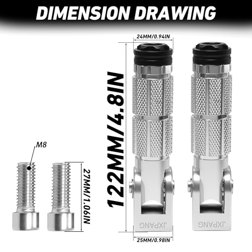 Universal Motorcycle Bicycle Folding Passenger Foot Pegs M8 Rearsets Rear Set Footrests Footpeg Foot Rest Peg Pedals For Bike Install Hole 8mm (A-ZDJT-012-SIilver) - color: A-ZDJT-012-SIilver