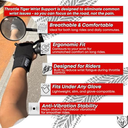 ® Motorcycle Wrist Brace Adjustable Wrist Wraps for Bikers, Wrist Support Reduces Hand Pain and Absorbs Vibration, Enhancing Comfort and Stability (Large) - size: Large