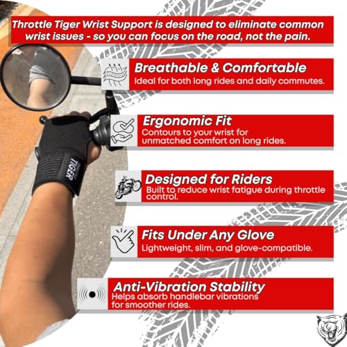 ® Motorcycle Wrist Brace Adjustable Wrist Wraps for Bikers, Wrist Support Reduces Hand Pain and Absorbs Vibration, Enhancing Comfort and Stability (Medium) - size: Medium