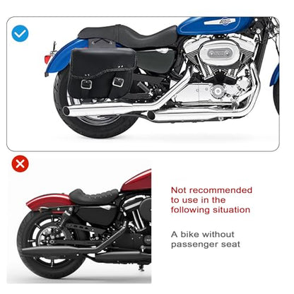 Dream Apparel Faux Leather Motorcycle Saddle Bags Throw Over Saddlebags, PVC Motorcycle Side Bags for Honda Shadow Sportster Softail Dyna V-star (Black, No Studs)