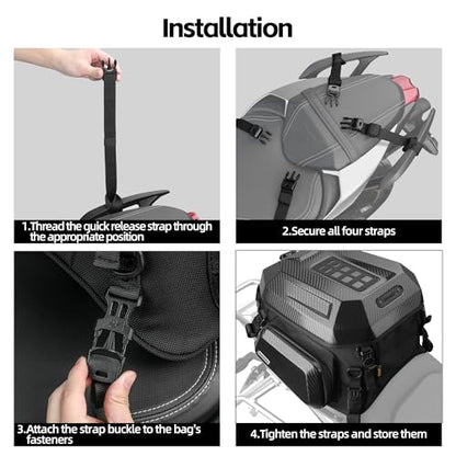 Rhinowalk Motorcycle Tail Bag (Matte Black—Upgraded Version, 23-35 L) - color: Matte Black—Upgraded Version, size: 23-35 L