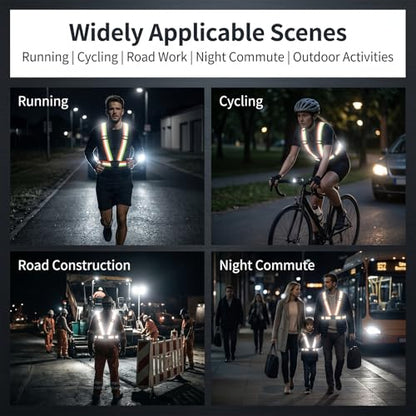 High Visibility Reflective Safety Vest, 2 Inch Wide Straps, Adjustable and Elastic, for Running, Cycling, Walking, Construction, Motorcycle