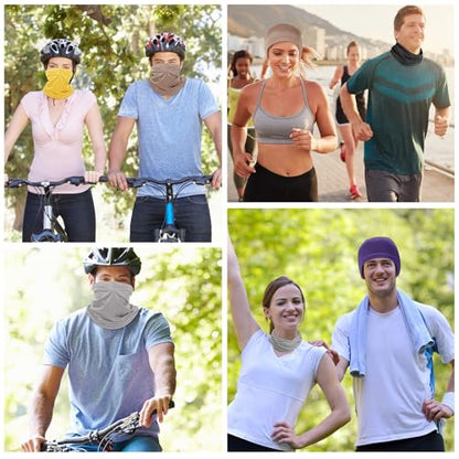 Geyoga 6 Pieces Summer UV Protection Cooling Neck Gaiter Face Clothing Neck Gaiter Mask Scarf Sunscreen Breathable Bandana - color: Neutrals