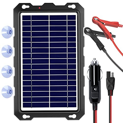 SUNAPEX 12V Solar Battery Charge: 8W Waterproof Portable Solar Panel Kit - Battery Maintainer Trickle Charger - with Upgrade Built in Charge Controller for Car Boat RV Trailer Automotive Motorcycle - size: 8W