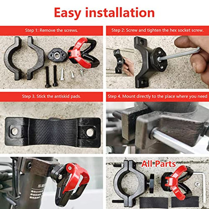 Universal Motorcycle Hook, Motorcycle Helmet Luggage Bag Holder Double Hanger Hook Holder for Moped Scooters Bicycles (Black-red)
