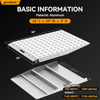 gardhom 33" x 24" Shed Ramp for Riding Mower 750LBS/PC Capacity Ramps for Sheds Anti-Slip Aluminum Ramps for Lawn Mower for Snow Blower Motorcycle Garages (1PC) - size: 1PC-24*33"