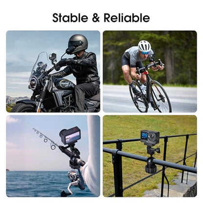 Clamp Cycling Mount for DJI Osmo Action 6 5 360 Nano Adjust Angel Motorcycle Bike Handlebar for Insta360 X5 X4 Air Ace Pro 2 Go Luna Ultra 3s for gopro Hero 13 12 Max Mission Accessories