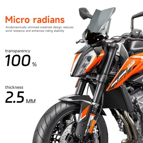 Windshield DUKE 790 890 Wind Deflector, Wind Shields Compatible with 790 DUKE 2018-2024/890 DUKE 2020-2023 Motorcycle Accessories (Grey)