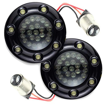 Eagle Lights 2 Inch Bullet Rear Infinity Beam LED Turn Signals and Brake Lights with LED Ring Covers for Harley Davidson - Black / 1157 Base - color: Black