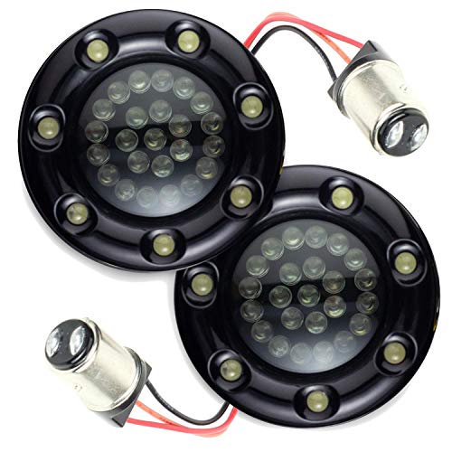 Eagle Lights 2 Inch Bullet Rear Infinity Beam LED Turn Signals and Brake Lights with LED Ring Covers for Harley Davidson - Black / 1157 Base - color: Black
