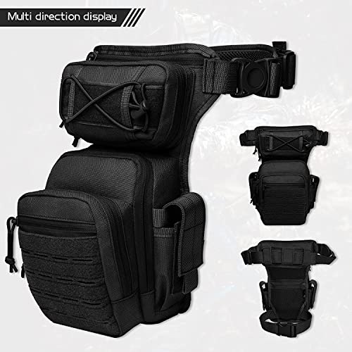 Drop Leg Bag for Men Women Military Tactical Thigh Pack Pouch Multifunctional Tactical Package Outdoor Hiking Thigh Bag - color: Black