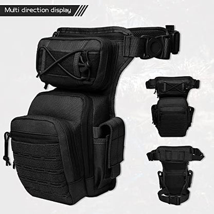 Drop Leg Bag for Men Women Military Tactical Thigh Pack Pouch Multifunctional Tactical Package Outdoor Hiking Thigh Bag - color: Black