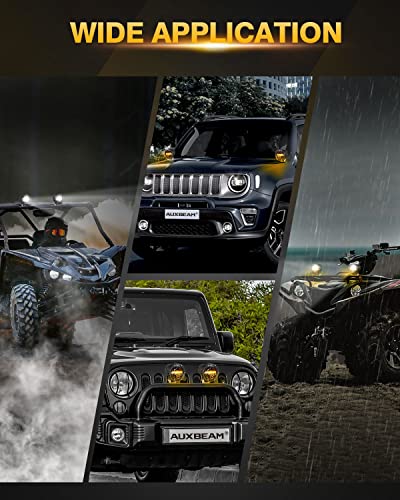 Auxbeam 4In LED Offroad Lights 2PCS, 110W Round LED Pods Auxiliary Driving Light with Amber DRL Design, Super Bright Light Bar Round Fog Light Wiring Harness for Truck Pickup SUV ATV UTV 4x4 - color: White Beam with DRL