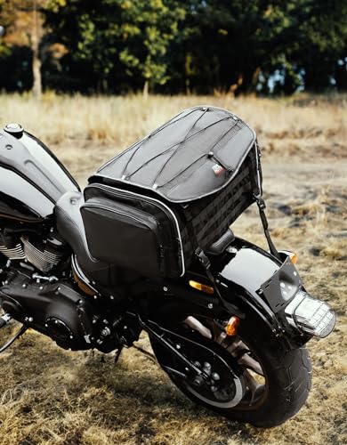 KEMIMOTO Motorcycle Travel Luggage Bags, Expandable Large Capacity Motorcycle Tail Bag, Waterproof Rear Rack Trunk, Motor Pannier Bag with Rain Cover and Straps 50L - size: 50L