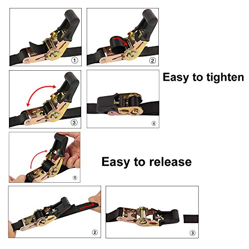 Endless Ratchet Tie Down Straps Heavy Duty Cargo Tie Downs,4FT Sturdy Nylon Black Strap Down Ratcheting Securing Straps, Track Spring Fittings, Tie-Down Motorcycles, Trailer Loads, Kayak - size: 1"x4'-4pcs black