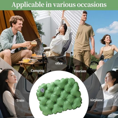 Inflatable Seat Cushion,16 Inch Portable Lightweight Waterproof Stadium Seat Pad, Inflatable Seat Cushion for Air Travel,Hiking, Office, Car, for Pressure Relief No Pump Needed - color: Green