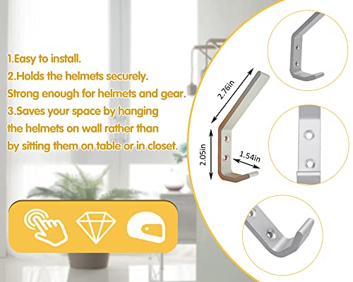 EBaokuup 6 Set Helmet Holder - Wall Mounted Motorbike Helmet Storage Rack with Mounting Screws (6 Hooks + 12 Screws)