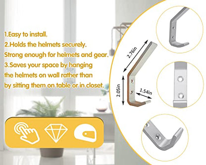 EBaokuup 6 Set Helmet Holder - Wall Mounted Motorbike Helmet Storage Rack with Mounting Screws (6 Hooks + 12 Screws)