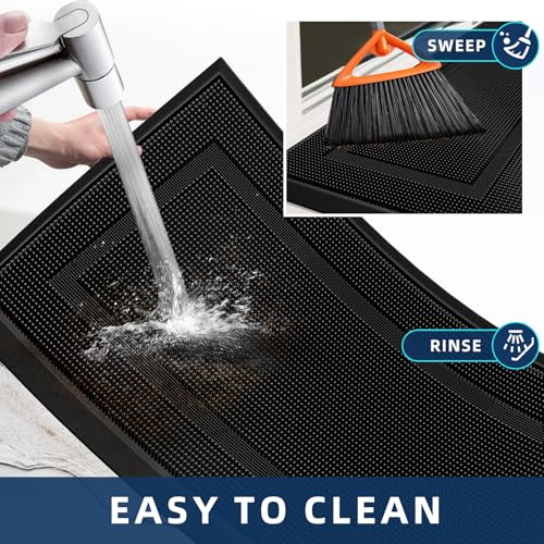 BEHERO Front Door Mat Outside Entrance, 36" x 17" Heavy Duty Rubber Outdoor Mats Enlarged for Entryway, Welcome Matt Outdoor, Dirt Trapping Waterproof - size: 1'5" x 3' (Rectangular)