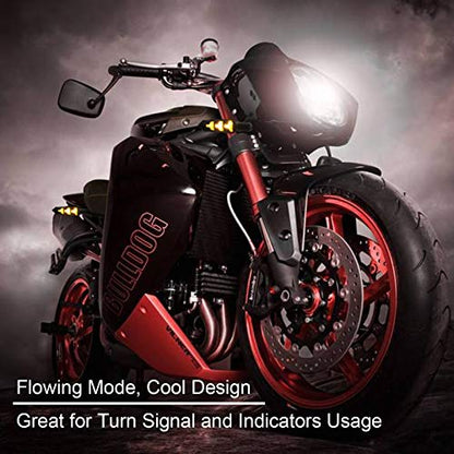 Kinstecks 4PCS Motorcycle Turning Indicators Flowing Turn Signal Lights 12V 12 LEDs Bulbs for Motorbike Scooter Quad Cruiser Off Road-Y Shape